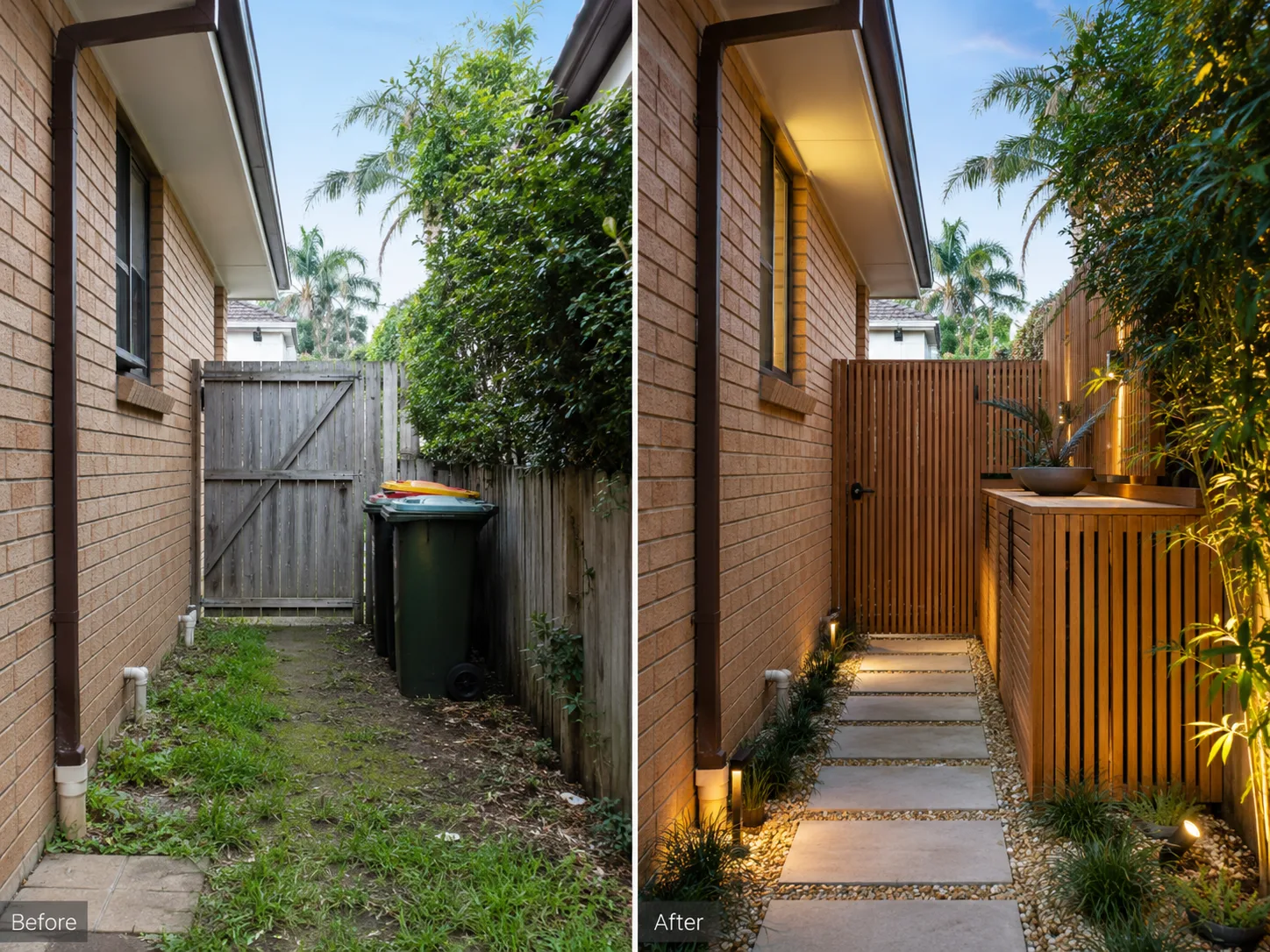 Side passage renovation before and after